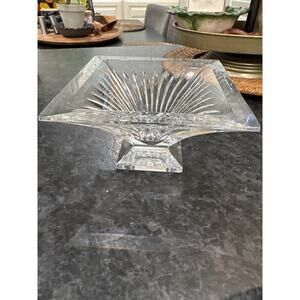 Waterford Clarion Crystal Pedestal Bowl 6” Square Discontinued Signed Ireland
